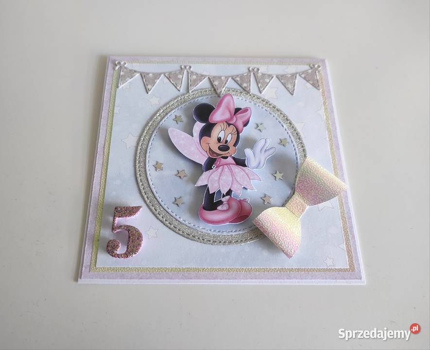 Kartka ręcznie robiona na urodziny Myszka Minnie