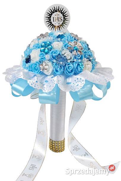 Bukiet na komunię różowy niebieski Radzyń Podlaski sprzedam