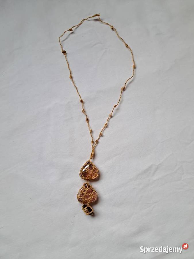 Naszyjnik handmade z trzema kamieniami na Brzesko