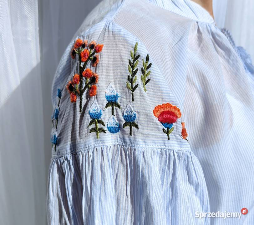 Lekka bluzka HM 34 XS 36 S bawełna etno folk Rozmiar 34(XS) Bluzki i koszule