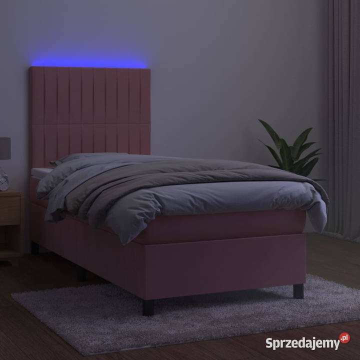 Łóżko kontynentalne z materacem i LED różowy 90cm Warszawa