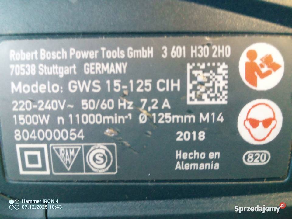 Szlifierka Kątowa Bosch GWS 15125 CIH świętokrzyskie