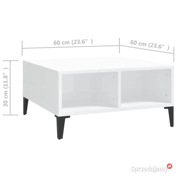 Stolik kawowy biały o wysokim połysku 60x60x30