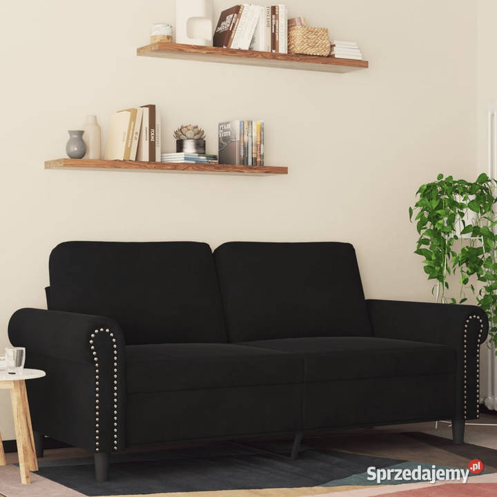 Sofa 2osobowa czarna 140 tapicerowana aksamitem Warszawa
