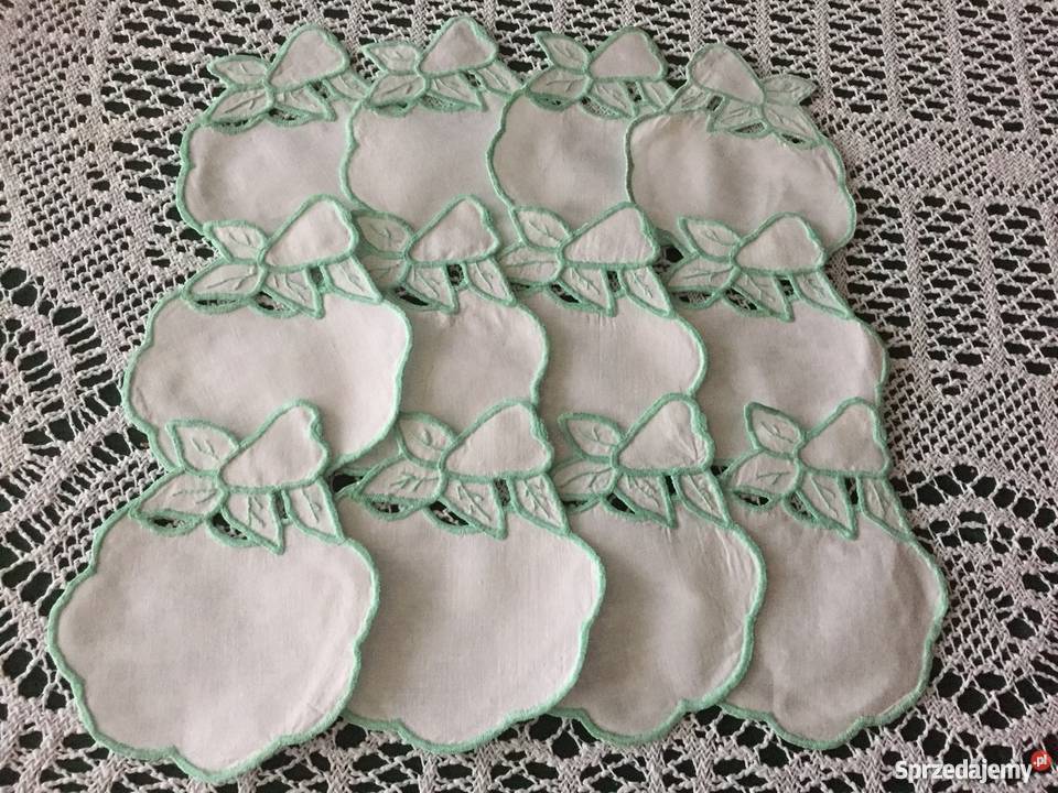 Serwetki haft richelieu kpl 12 biały Bojanowo sprzedam