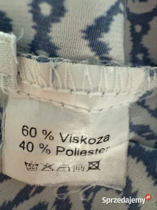 Bluzka damska 40 biało niebieska z zamkiem rękaw Inny materiał sprzedam