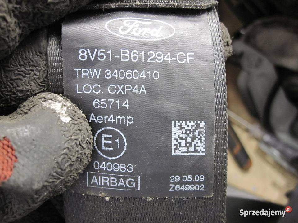 FORD FIESTA MK7 VII 09r pas bezpieczeństwa prawy