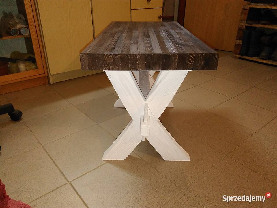 Ława drewniana stolik kawowy rękodzieło 80cm