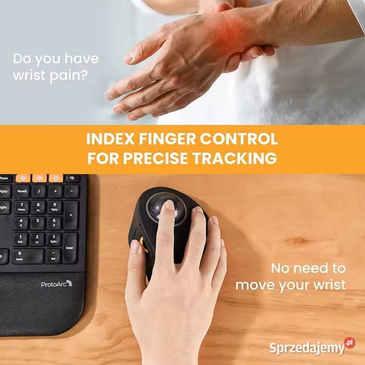 Trackball ergonomiczny bezprzewodowy 24G 2x