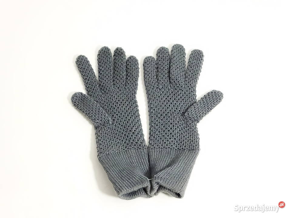 Rękawiczki zimowe dzianinowe szare lubelskie Biłgoraj