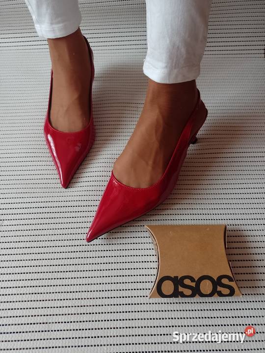 42 ASOS Czerwone niskie czółenka z odkrytą piętą Kraków