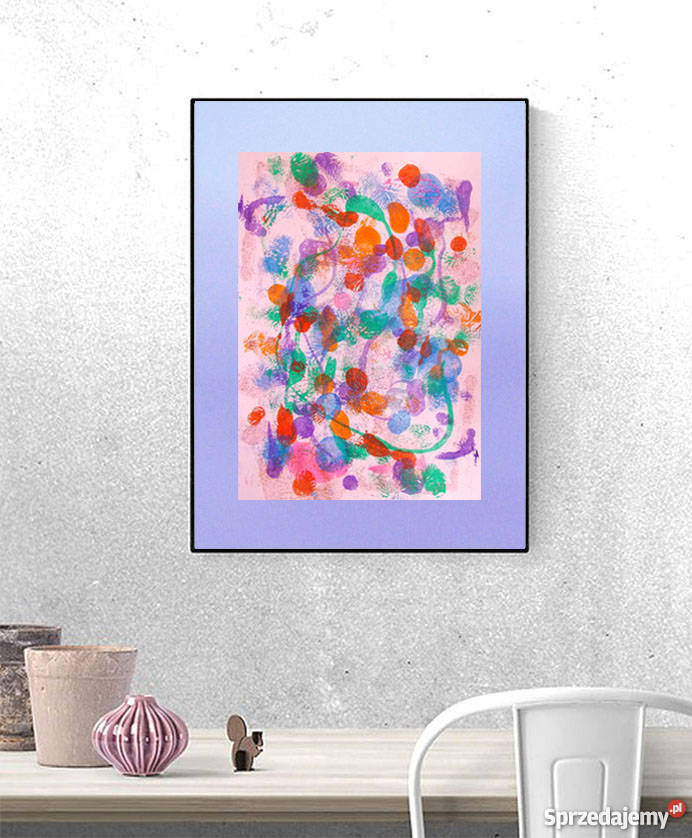 nowoczesna dekoracja na ścianę abstrakcja odcienie fioletowego Toruń