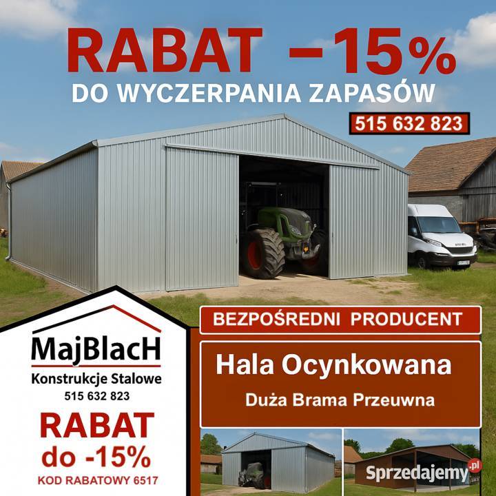 A52Garaż Blaszany OCYNKOWANY Montaż Wiata Sprzedaż Siemiatycze sprzedam