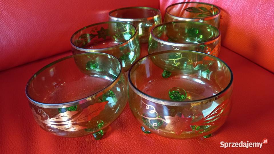 Miseczki z lat 70 zieleń i złoto