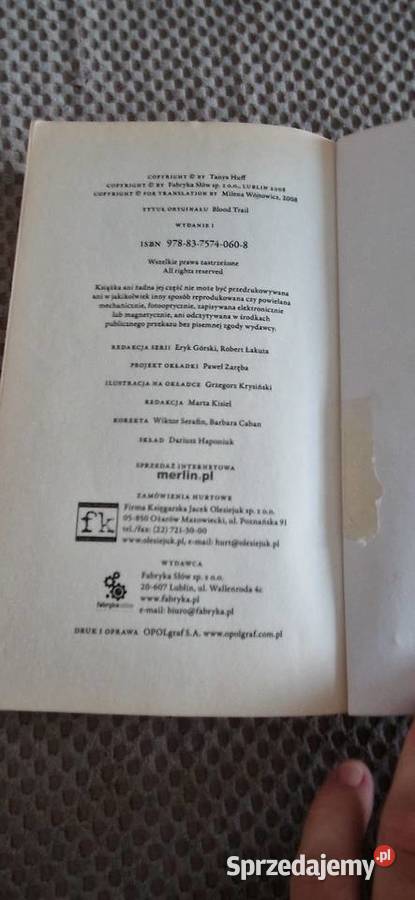 ślad krwi Tanya Huff książka ISBN 9788375740608 Kraków sprzedam