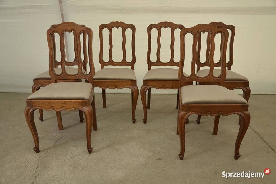 krzesła ludwikowskie komplet 6 krzeseł Poddębice