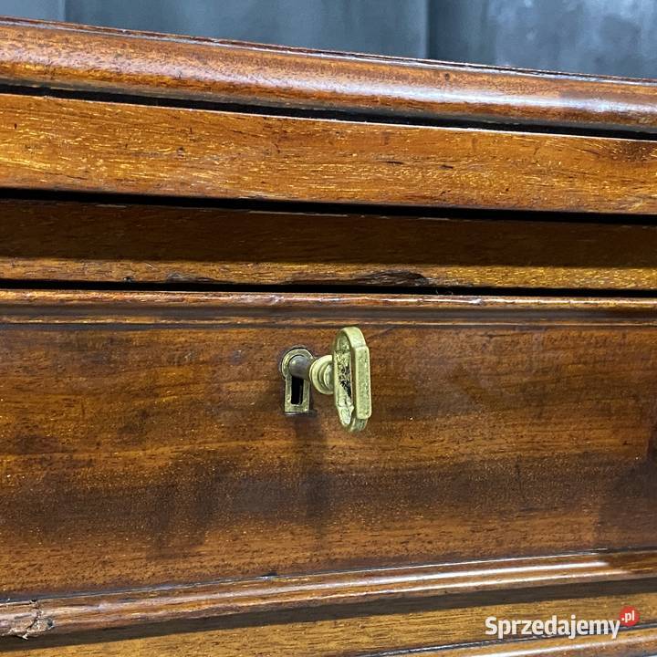 Antyczne biurko stół orzech skóra Anglia XIX w Budno