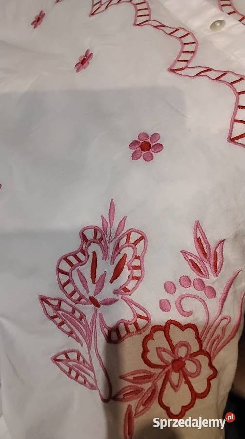Koszula Biała z Haftem Batystowa Damska S SM Nowa Sól