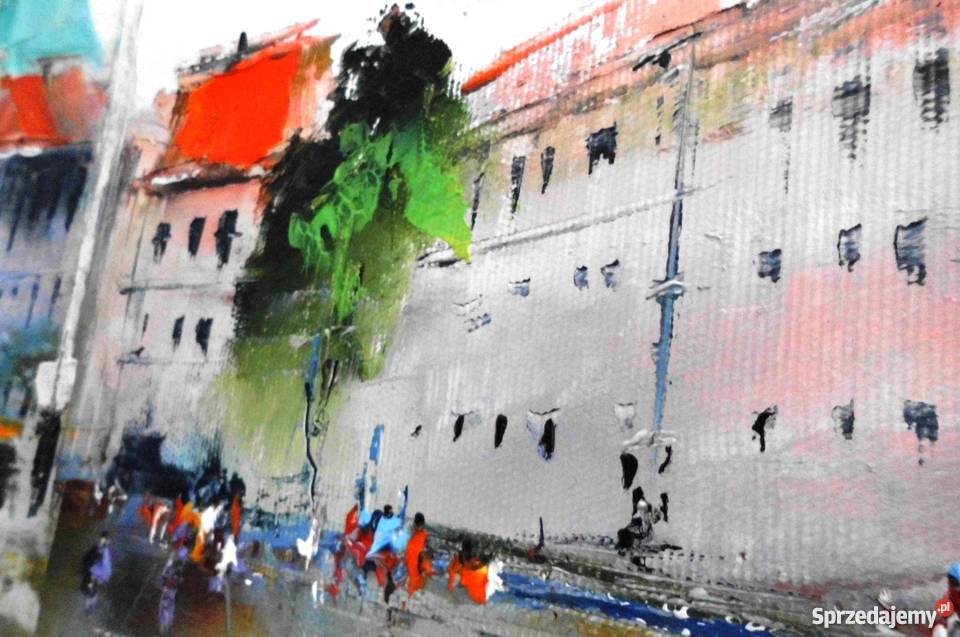 Olej na płótnie malowany szpachlą Plac Zamwowy Warszawa