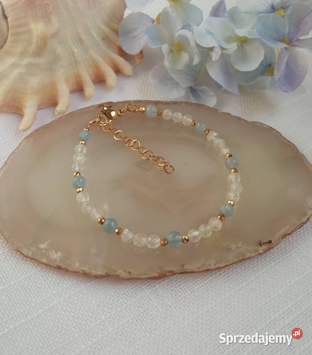 Bransoletka biały topaz akwamaryn i hematyt Czerwionka-Leszczyny
