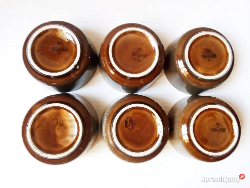 6 miseczek dipówek Agat Mirostowice vintage PRL brązowy sprzedam