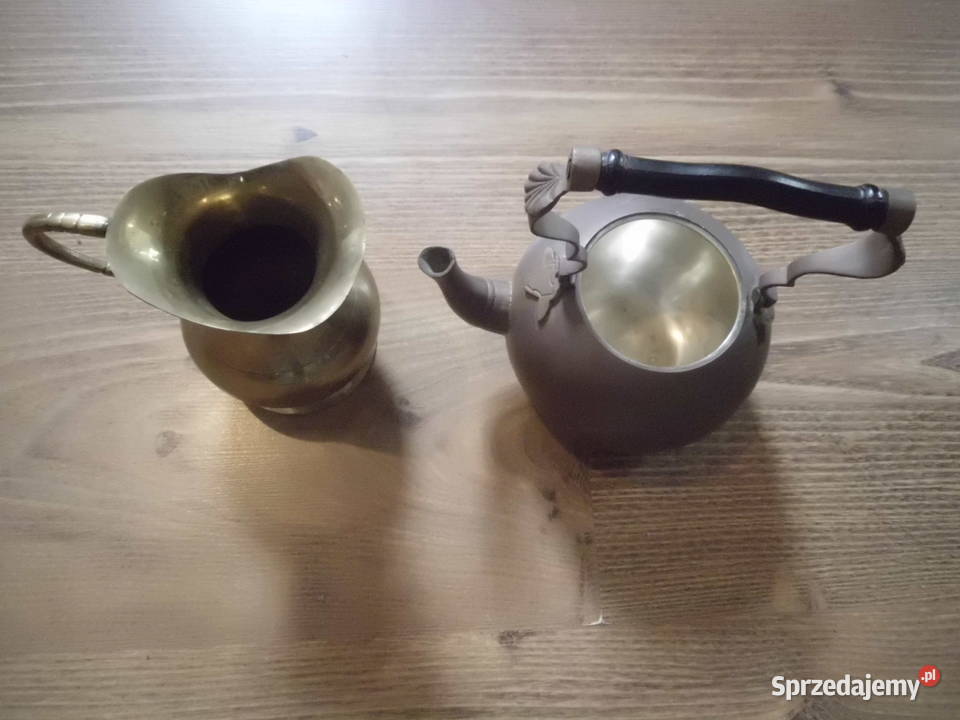czajnik i dzbanek mosiężny zabytkowy Łuków
