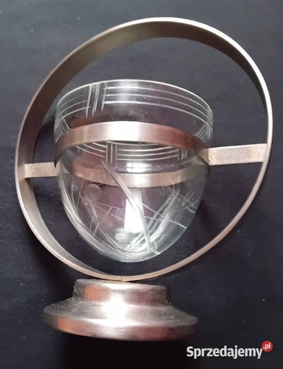 Piękna niklowana cukiernica ze szklanym wkładem Koźminek sprzedam