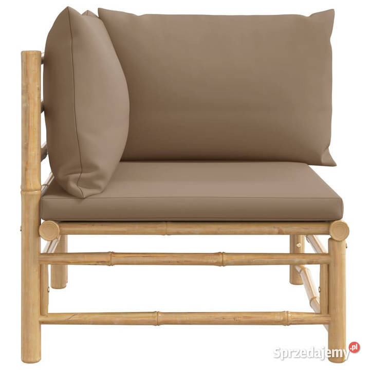 Narożna sofa ogrodowa z poduszkami w kolorze
