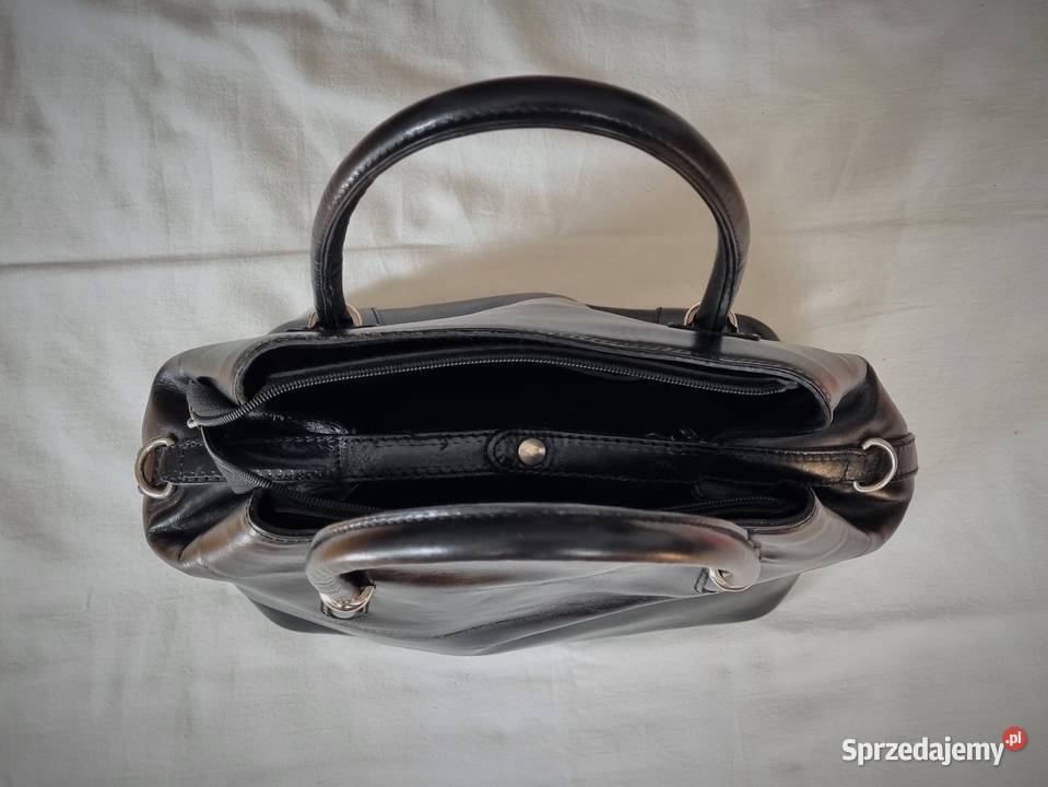 Czarna skórzana torebka kuferek Borse in Pelle