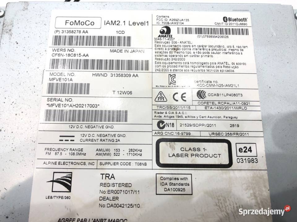 RADIO VOLVO V60 I 31358278 1018 ODTWARZACZ sprzedam