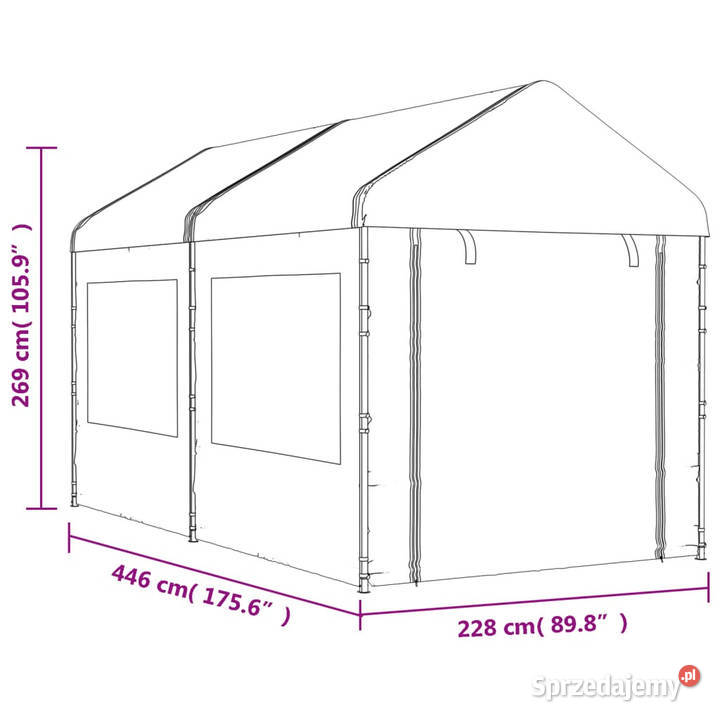 Namiot ogrodowy z dachem biały 446x228x269 m Warszawa
