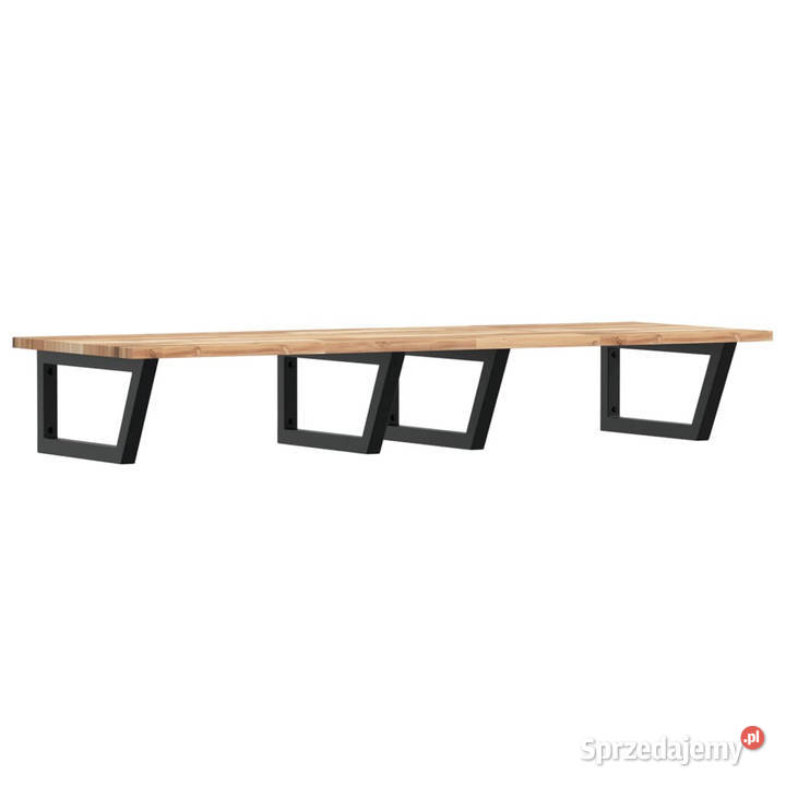 Półka ścienna pod umywalkę stal i lite drewno