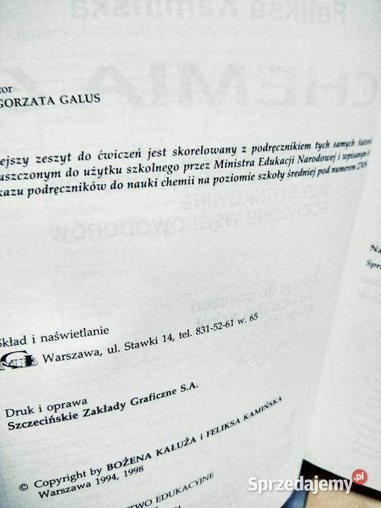 Chemia żak podręcznik ponadgimnazjalne mazowieckie Warszawa sprzedam