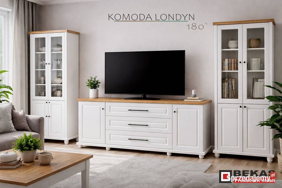 Komoda RTV LONDYN Blatem Dębowym BEKAS Producent Jelenia Góra sprzedam