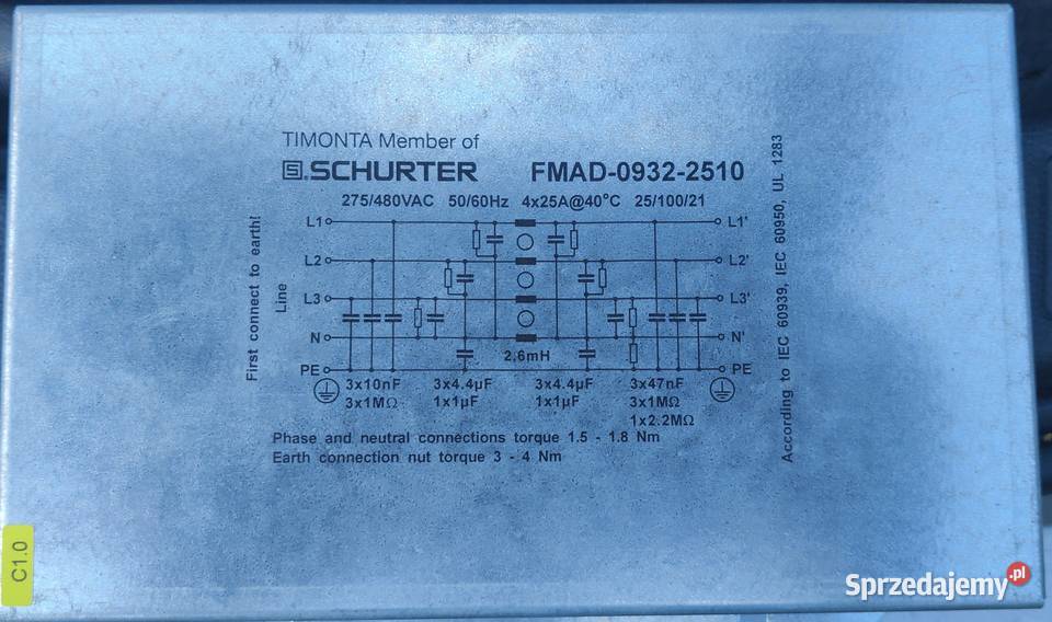 Filtr zasilania RFI EMI 3 fazy 3x25A Wołomin sprzedam