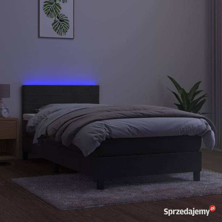 Łóżko kontynentalne z materacem i LED szary 80cm Warszawa