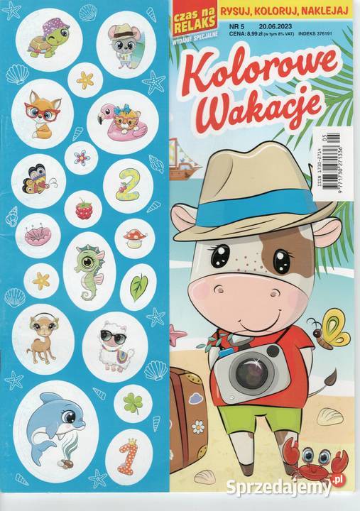 Kolorowe Wakacje 5 2023 rysuj koloruj naklejaj Książki dla dzieci mazowieckie Warszawa sprzedam