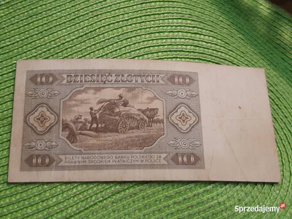 banknot polski 10 złotych z 1948r Łomża