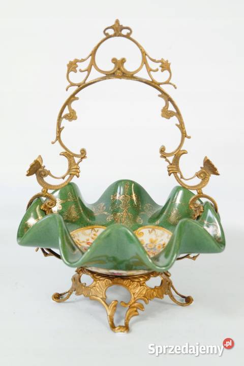 Patera koszyk porcelana z brązem zielony sprzedam