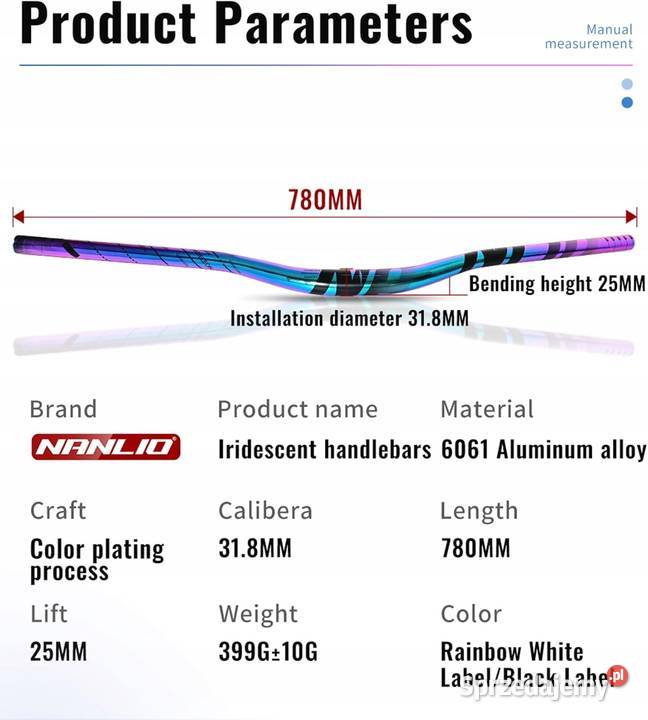 Bike kierownicę BMX MTB AM XC 318mm780 mm Myszyniec