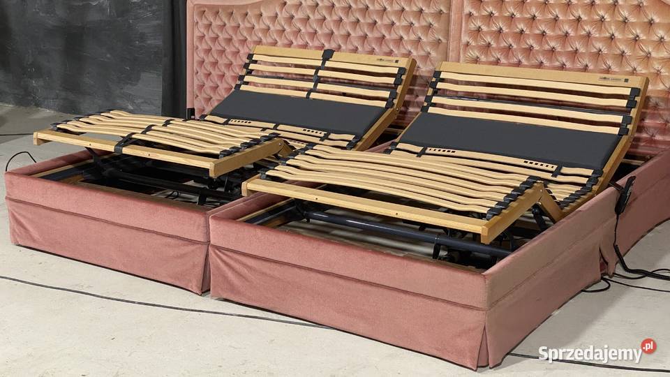 Łóżko z tapicerowanym zagłówkiem stelaże elektr