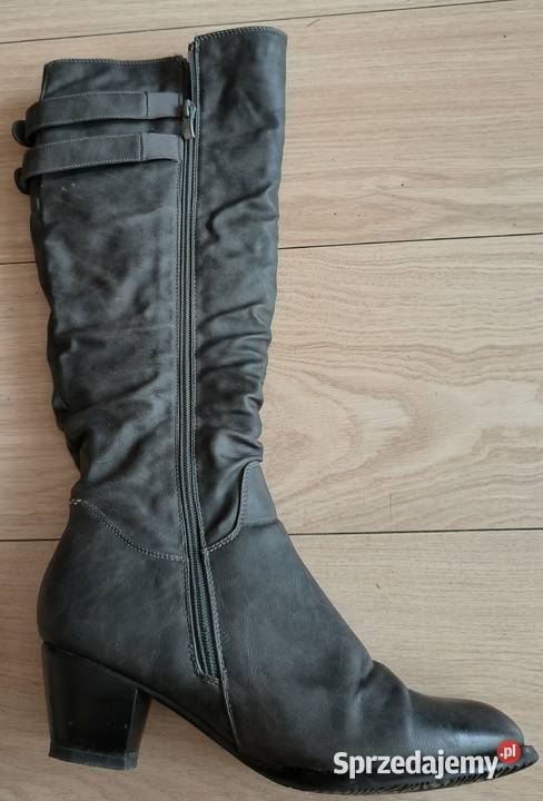 Kozaki szare długie na o obcasie Gdańsk