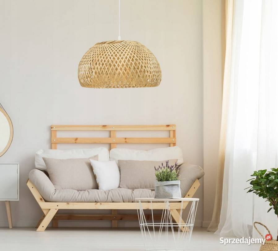 LAMPA WISZĄCA BOHO BAMBUSOWA PLECIONA 45x25 Lampy Choroszcz