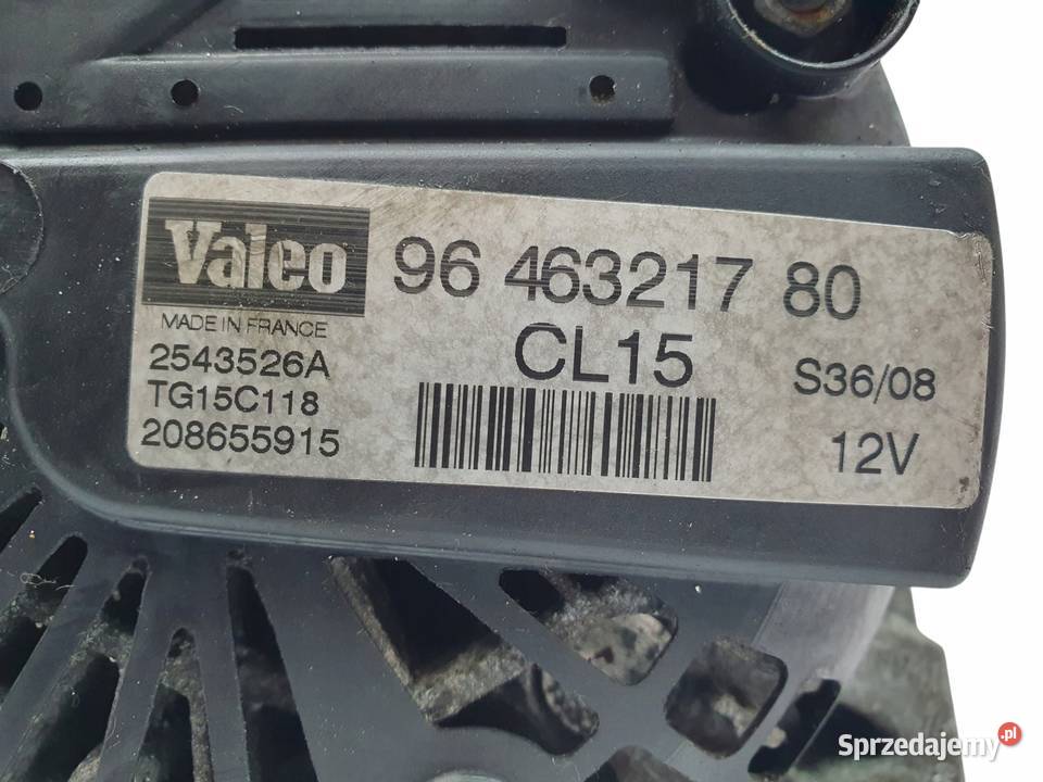 Alternator Citroen Jumpy 20 HDI Valeo 9646321780 lubelskie Chełm