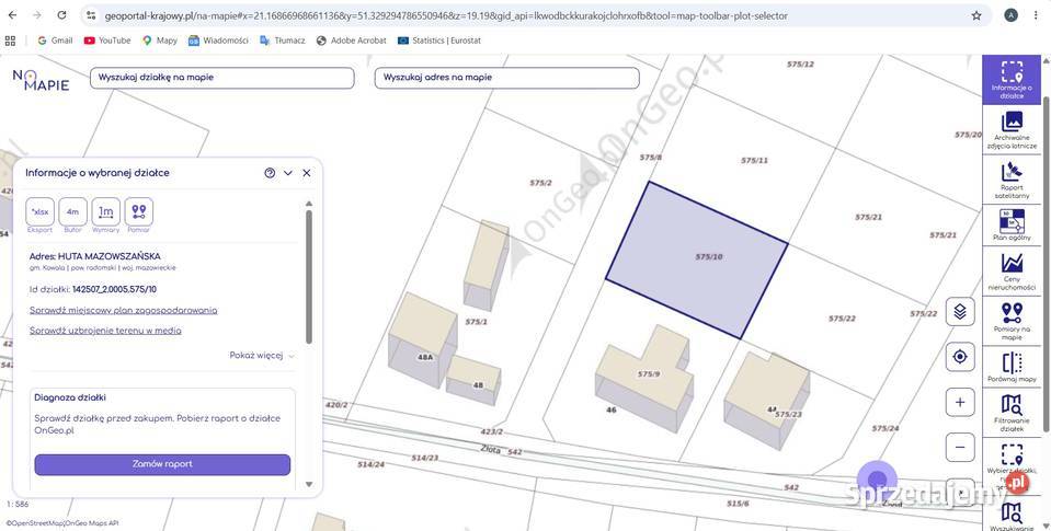 Działka budowlana 916m2 Złota Huta Mazowszańska Sprzedaż Sprzedaż
