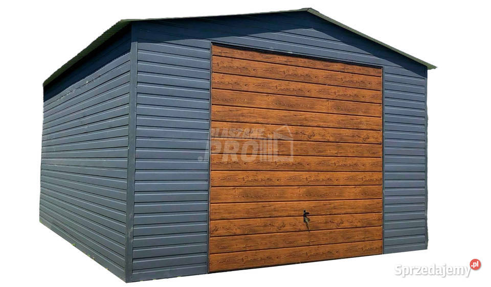 Garaż blaszany 5x5 Brama uchylna antracyt