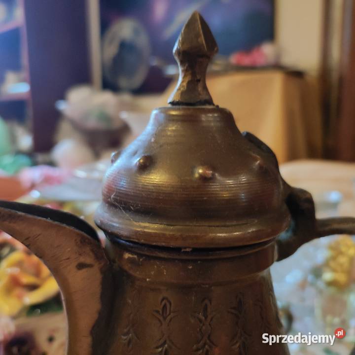 Dzbanek miedziany mosiądzowany XIX wiek starszy dolnośląskie