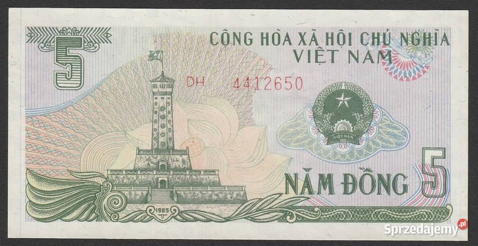 WIETNAM 5 DONG 1985 STAN BANKOWY UNC Łódź
