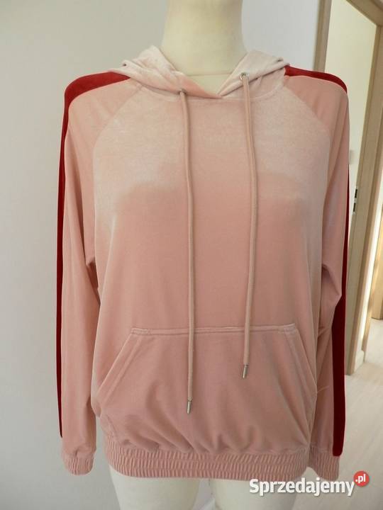 Bluza z Kapturem i Kieszenią Kangurka Welurowa