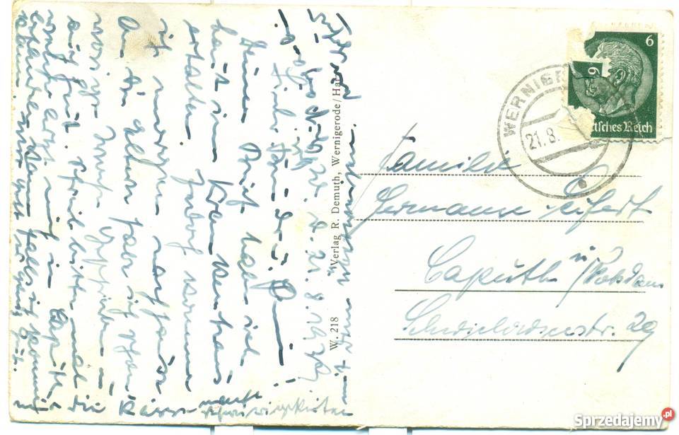 Wernigerode Harz Postkarte 1939 Ostrów Wielkopolski